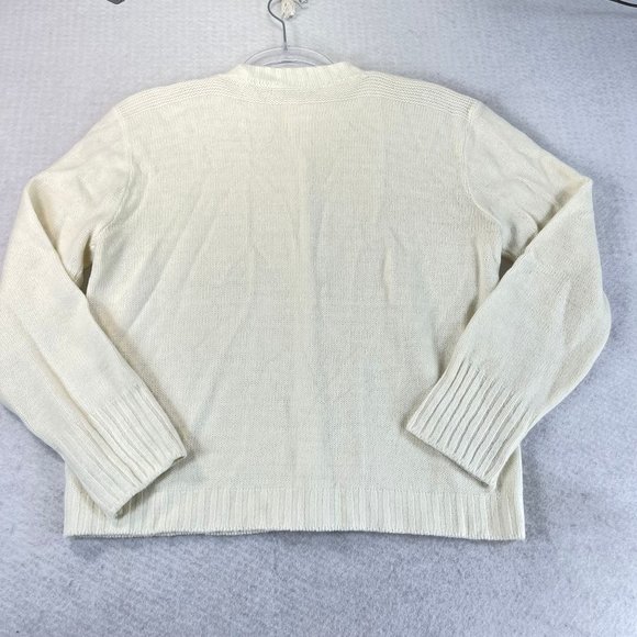 Vintage Unbranded Womens Ivory Cream Long Sleeve Pearl Button Cardigan Sweater - Picture 11 of 11
